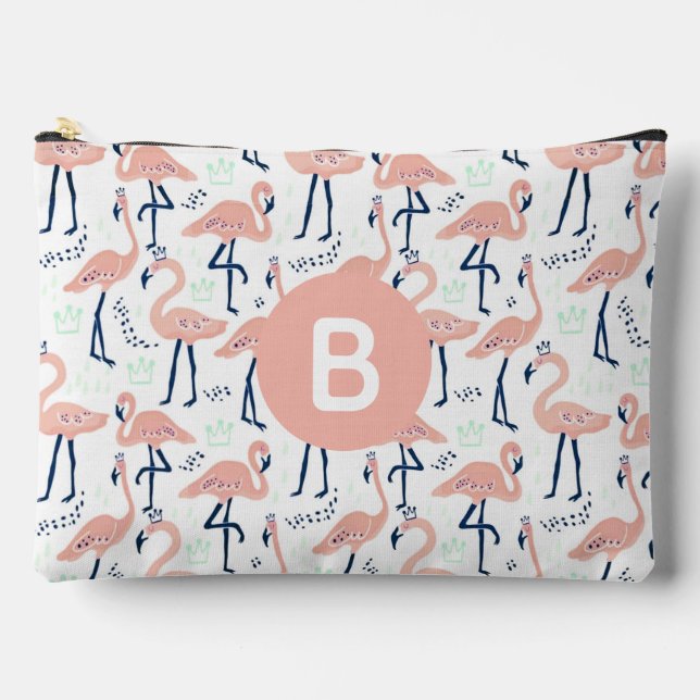 Pochette À Accessoires Motif flamand princesse tendance Monogramme rose (Recto)