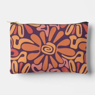 Pochette À Accessoires Motif floral abstrait bordeaux et corail