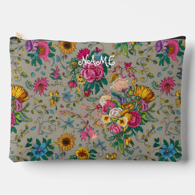 Pochette À Accessoires Motif floral complexe personnalisé Imprimé coupé s (Recto)