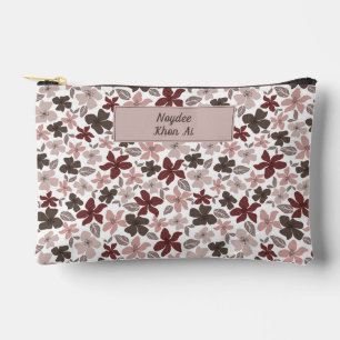Pochette À Accessoires Motif floral couleurs d'automne texte et nom