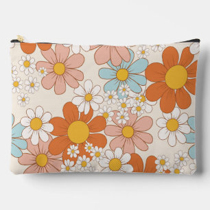 Pochette À Accessoires Motif floral rétro groovy sans couture de margueri