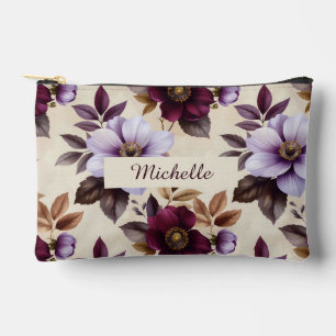 Pochette À Accessoires Motif floral vintage élégant en burgundy violet