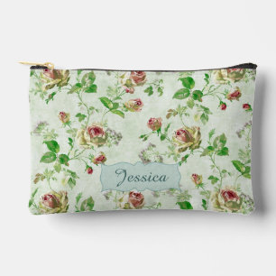 Pochette À Accessoires Motif floral vintage roses roses personnalisées