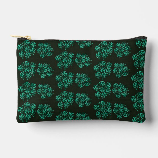 Pochette À Accessoires Motif floral vintage vert sur (Recto)