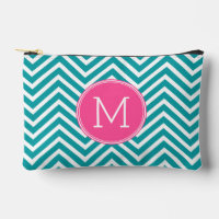 Motif Girl Chevron avec Monogramme - Turquoise ros