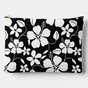 POCHETTE À ACCESSOIRES MOTIF HAWAIIAN HULA (HIBISCUS) EN NOIR