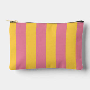 Pochette À Accessoires Motif rayé vertical rose et jaune vibrant