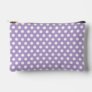 Pochette À Accessoires motif rétro à pois blancs et lavande violet