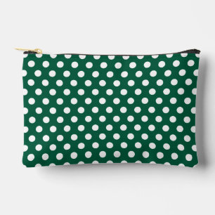 Pochette À Accessoires Motif rétro à pois blancs sur fond vert foncé