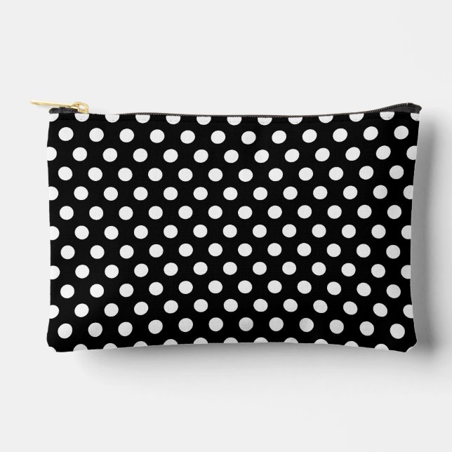 Pochette À Accessoires Motif rétro pois noir blanc (Recto)