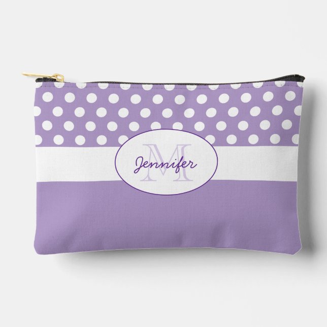 Pochette À Accessoires Motif rétro pois violet blanc (Recto)