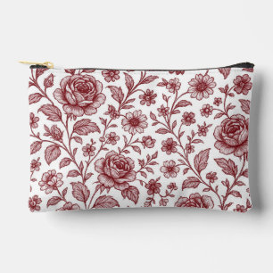 Pochette À Accessoires Motif Rose Vintage rouge foncé