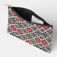 Motif rouge noir blanc géométrique folk