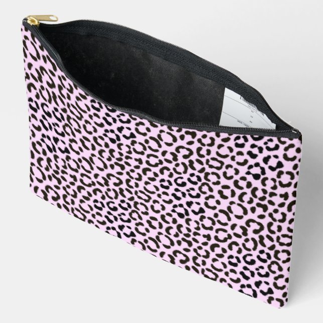 Pochette À Accessoires Motif Rpt Effet Léopard Noir & Rose tendance (Ouvrir)