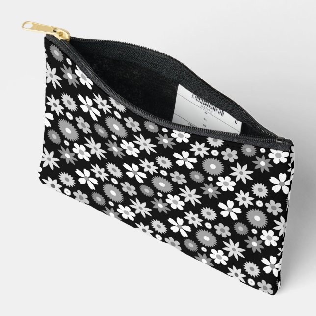 Pochette À Accessoires Motif Rpt Monochrome les années 70 Style Rétro (Ouvrir)