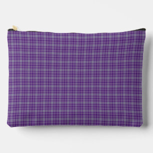 Pochette À Accessoires Motif Tartan à Carreaux Gris Violet