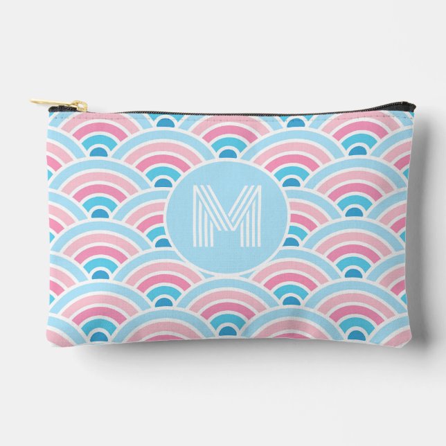 Pochette À Accessoires Motif Vagues géométriques bleu rose Flamant rose (Recto)