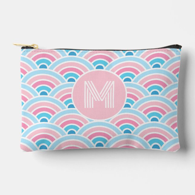 Pochette À Accessoires Motif Vagues géométriques bleu rose Flamant rose (Recto)