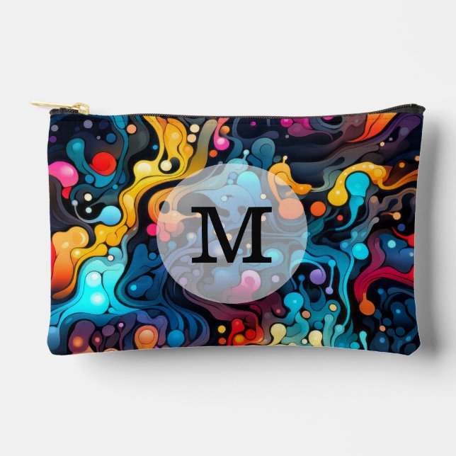 Pochette À Accessoires Motif Wavy couleur Modèle personnalisé (Recto)
