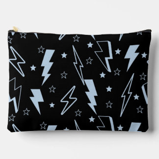 Pochette À Accessoires Motif Y2K Fond Noir Foudre Bleue