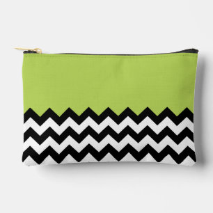Pochette À Accessoires Motif Zigzag noir et blanc, Chevron, Vert