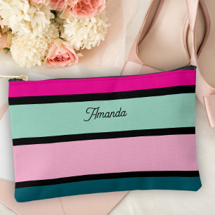 Pochette À Accessoires Multi coloré rayé noir tendance élégant