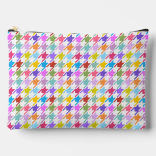 Pochette À Accessoires Multicolor Houndstooth+Motif blanc