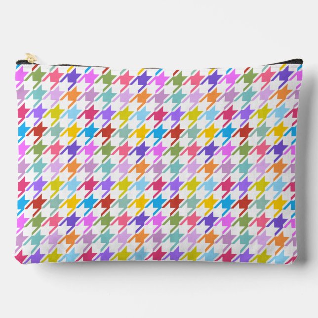 Pochette À Accessoires Multicolor Houndstooth+Motif blanc (Recto)
