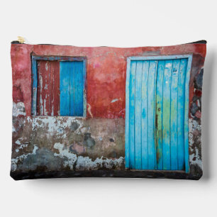 Pochette À Accessoires Mur, porte et fenêtre rouge, bleu et gris