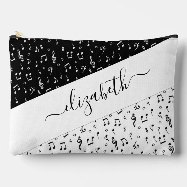 Pochette À Accessoires Musique noire et blanche personnalisée (Recto)