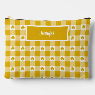 Pochette À Accessoires Mustard Yellow Plaid Shamrock Customizable 