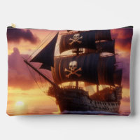 Navire pirate au lever/coucher du soleil