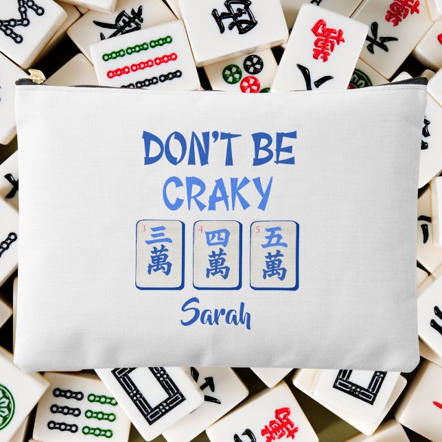 Pochette À Accessoires Ne soyez pas fou Mahjong Blue Crak Tiles drôle (Créateur téléchargé)