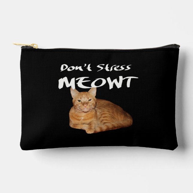 Pochette À Accessoires Ne stress pas Meowt - Orange Chat me stress Out (Recto)
