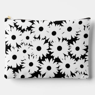 Pochette À Accessoires Négative Space Daisées blanc sur noir