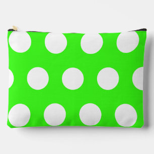 Pochette À Accessoires Neon Green Blanc Grand Pois