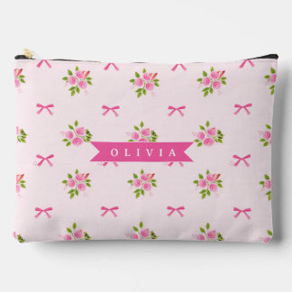 Pochette À Accessoires Nœud Floral Féminin Coquette Rose Personnalisé