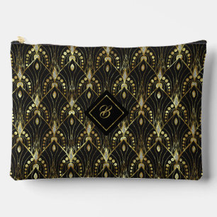 Pochette À Accessoires Noir Glittery Gold & Silver Art Déco Motif