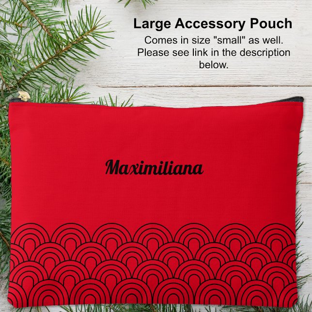 Pochette À Accessoires Noir sur rouge - Arches Glam Grand Accessoire Pouc (Large Accessory Pouch - Black on Red - Arches Glam by Leapfroglisics Shop)