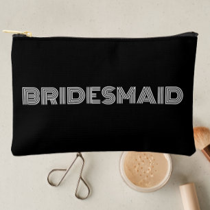 Pochette À Accessoires Noire Typographie moderne Bridesmaid