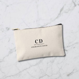 Pochette À Accessoires Nom de crème monogramme initiales minimaliste