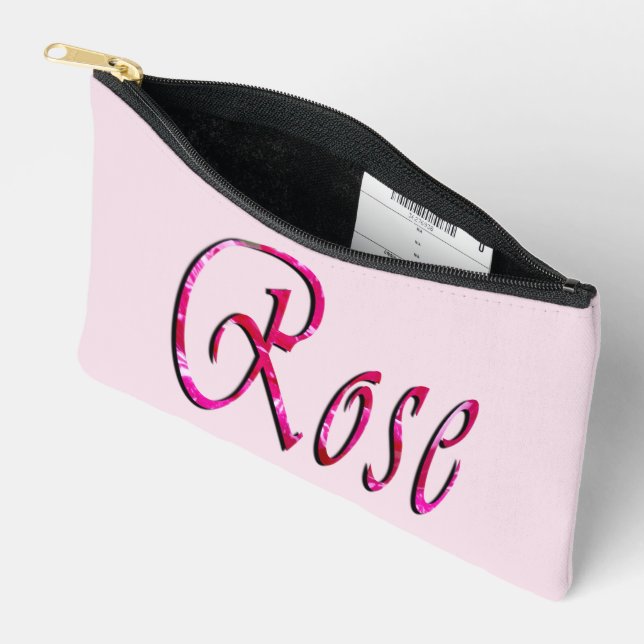 Pochette À Accessoires Nom de fille Rose, (Ouvrir)