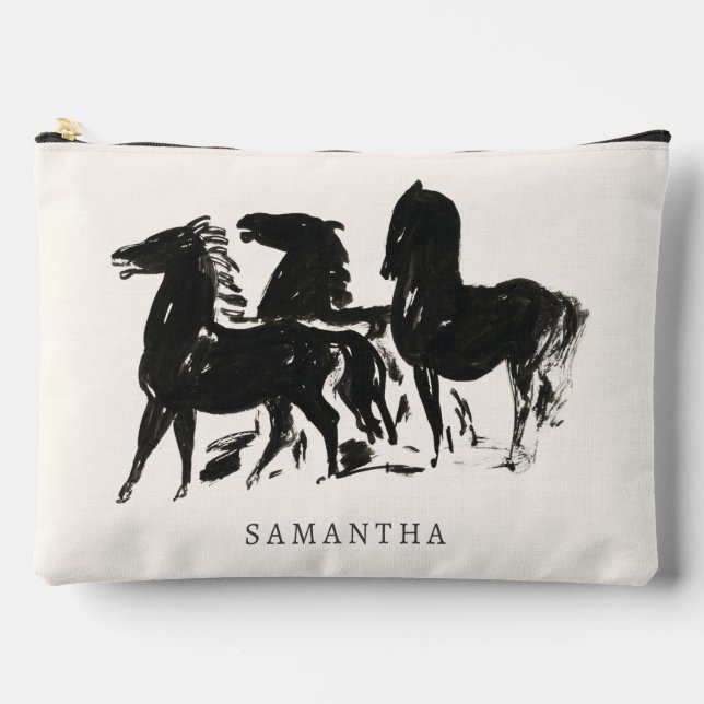 Pochette À Accessoires Nom équestre personnalisé Cheval Peinture (Recto)