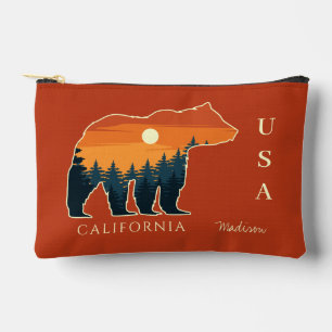 Pochette À Accessoires Nom et texte personnalisés Forêt d'ours