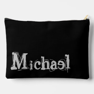 Pochette À Accessoires Nom monogramme moderne minimaliste noir blanc