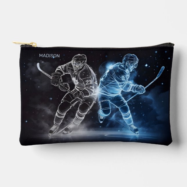 Pochette À Accessoires Nom personnalisé Hockey sur glace (Recto)