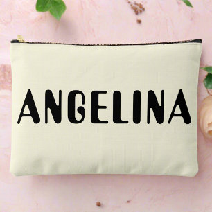 Pochette À Accessoires Nom personnalisé l Neutral noir Bold Script élégan