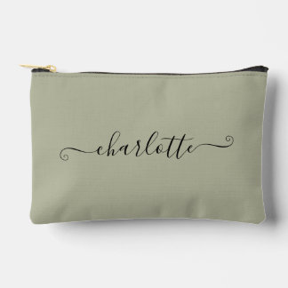 Pochette À Accessoires Nom personnalisé minimaliste féminin mignon | Gris