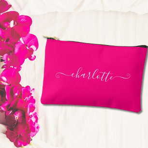 Pochette À Accessoires Nom personnalisé minimaliste rose pastel pour fill
