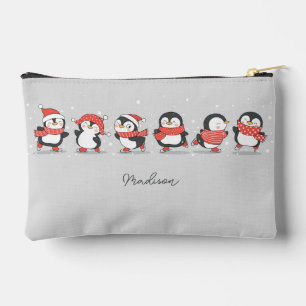 Pochette À Accessoires Nom personnalisé Patinage Penguins